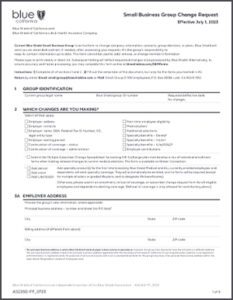 Blue Shield Small Business Group Change Request Form Q3-Q4