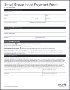Blue Shield Small Business Group Initial Payment Form