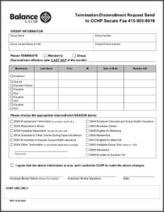 CCHP Employee Termination - Disenrollment Form