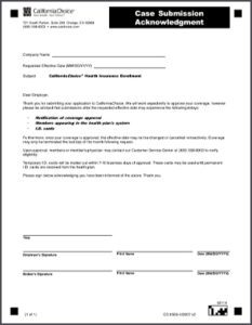 CaliforniaChoice Case Submission Acknowledgment Form