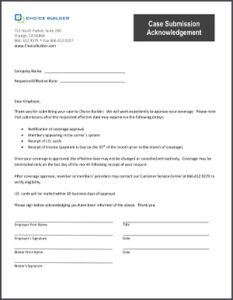 ChoiceBuilder Case Submission Acknowledgement Form
