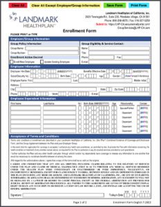 Landmark Healthplan Employer Sponsored Employee Enrollment Form