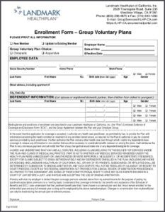 Landmark Healthplan Voluntary Employee Enrollment Form